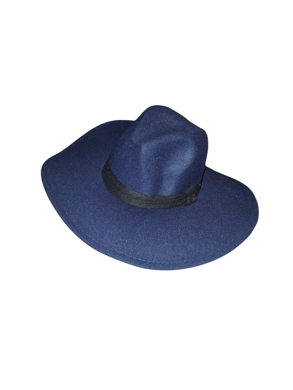 French Connection Navy Faux Suede Wide Brim Fedora Hat NWT